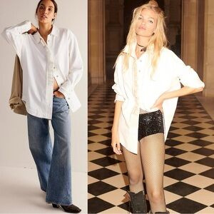 Free People White Button Down Shirt